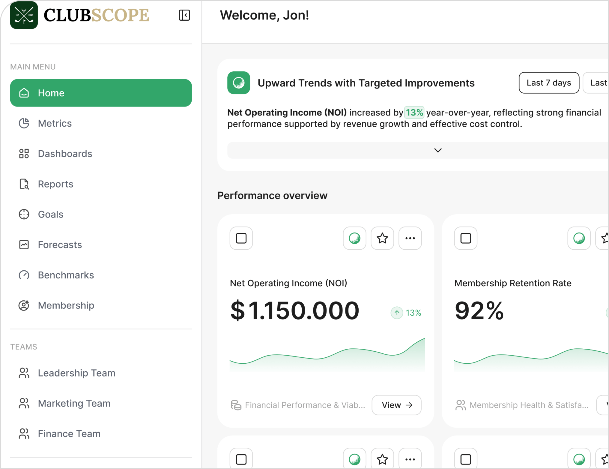 ClubScope Analytics Platform Dashboard